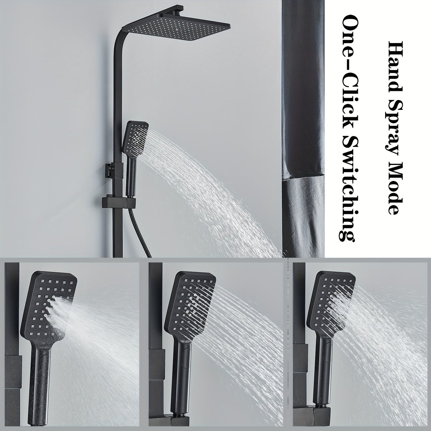 Thermostatische Douchekraan – Douchekraan Thermostaat – Regendouche Set – Handdouche – Baduitloop – Matzwart Design – Messing Materiaal – 20,32 cm Regendouche – Digitaal Display