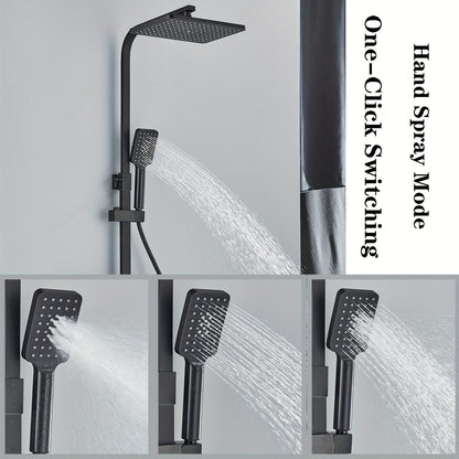Thermostatische Douchekraan – Douchekraan Thermostaat – Regendouche Set – Handdouche – Baduitloop – Matzwart Design – Messing Materiaal – 20,32 cm Regendouche – Digitaal Display