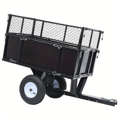 Tuinwagen – Tuinkar – Bolderkar – Transportkar – Tuintrolley – Stevig Stalen Frame – 150 kg Draagkracht – Opblaasbare All-Terrain Wielen – Grote Laadbak 130x52x87 cm – Zwart