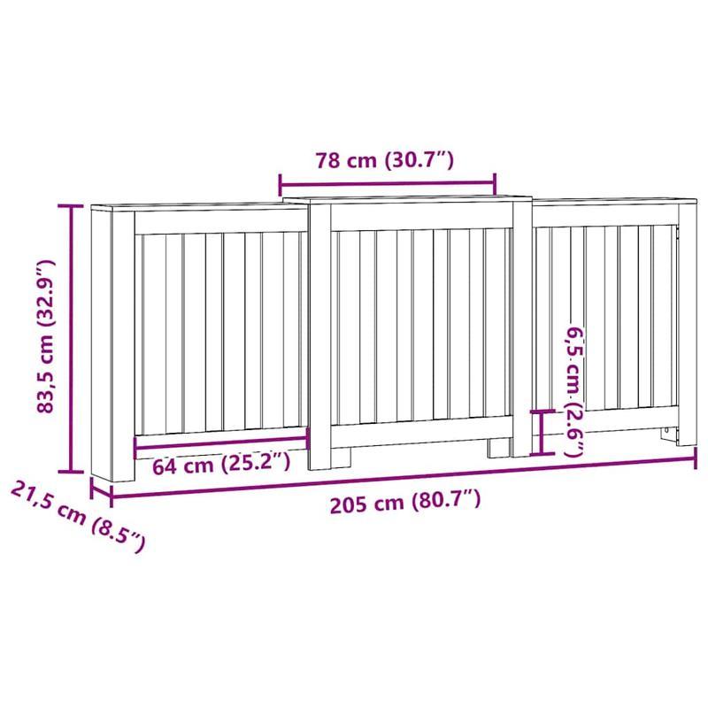 Radiatorombouw – Radiatorcover – Radiatorkast – Verwarming Ombouw – Radiatorscherm – Bruin Hout – Extra Bergruimte – Vloerstaand 205x21,5x83,5 cm