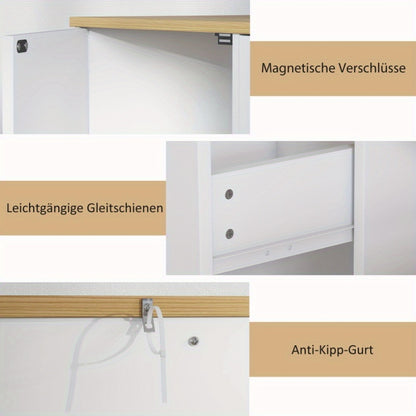 Dressoir – Sideboard – Opbergkast – Buffetkast – Kast – Wit – 120 cm Breed – Melamine Met Lade En Deuren