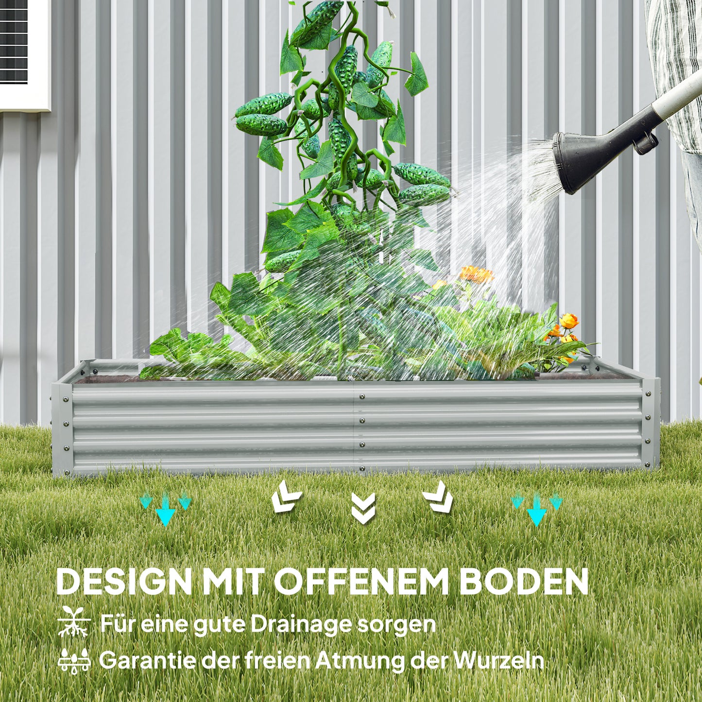 Verhoogd Tuinbed – Moestuinbak – Groentebak – Plantenbak – Kruidenbak – Gegalvaniseerd Staal – Weerbestendig Met Anti-Snijrand – 180x90x30 cm