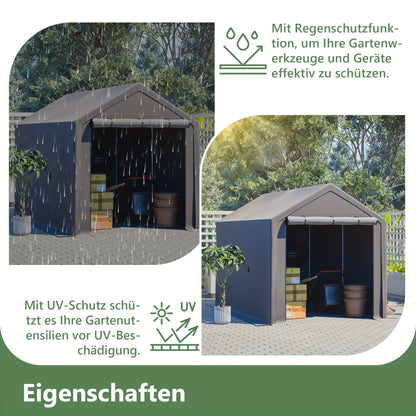 Garage Tent – Fietsenstalling – Opslagtent – Gereedschapsschuur – Tuinberging – 296x190x200 cm – Gegalvaniseerd Stalen Frame – Dubbele Ritssluiting
