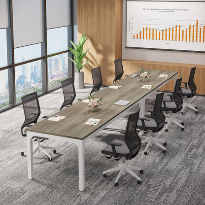 Vergadertafel – Bureautafel – Kantoortafel – Overlegtabel – Seminartafel – Licht Eiken – Metalen Frame – 198,12 cm – Krasbestendig