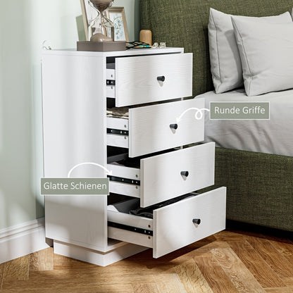 Ladekast – Ladekasten – Dressoir – Opbergkast – Opbergmeubel – Wit – 4 Lades en 3 Open Planken – Ruimtebesparend en Stevig