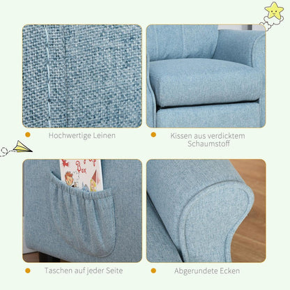 Relaxfauteuil – Verstelbare Fauteuil – Ligstoel – Lounge Stoel – Relaxstoel – Ergonomisch – Houten Frame – Handmatig Verstelbaar – Lichtblauw – Compact 58x53x70 cm – Duurzame Plastic Vulling – Queen Anne Rugleuning – Zonder Elektriciteit