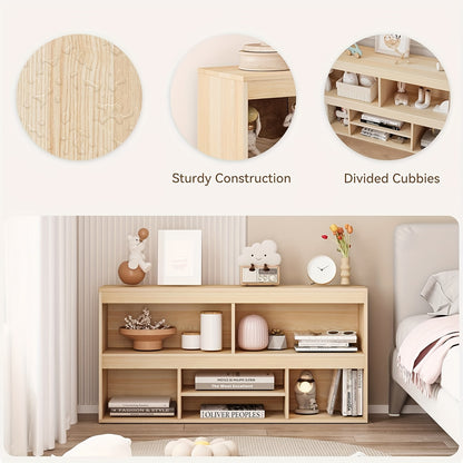 Opbergkast – Boekenkast – Opslagkast – Plankenrek – Opbergrek – Tweelaags ontwerp – Compact onder 70 cm hoogte – Natuurlijke houtlook