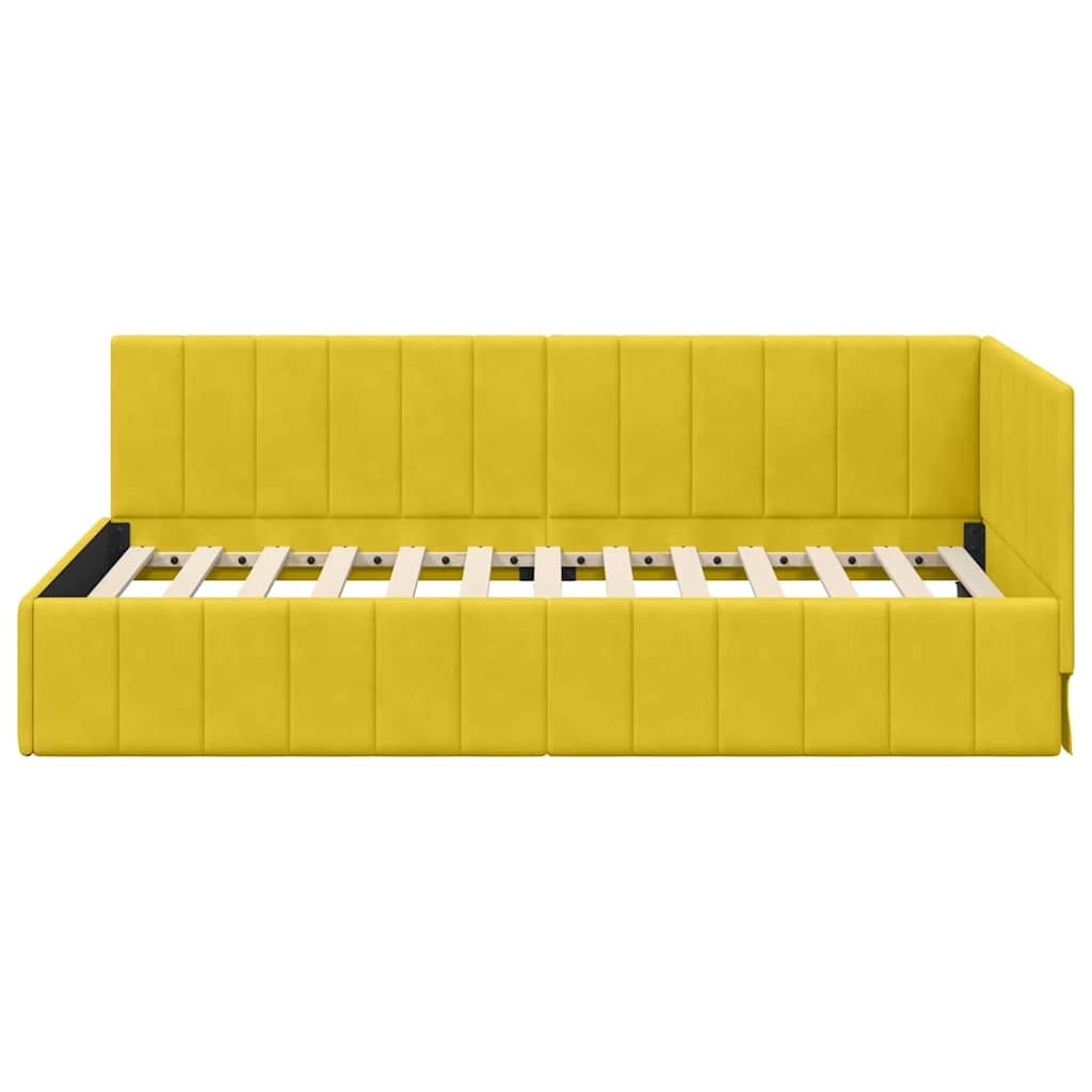 Bedframe – Bed – Eenpersoonsbed – Slaapbank – Kinderbed – Blauw Velvet Hoofdbord – Stevig Plaatmateriaal – Lattenbodem 80x200 cm