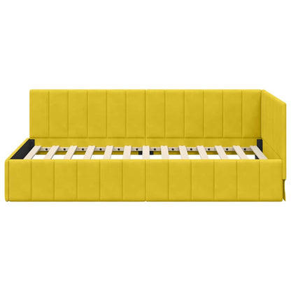 Bedframe – Bed – Eenpersoonsbed – Slaapbank – Kinderbed – Blauw Velvet Hoofdbord – Stevig Plaatmateriaal – Lattenbodem 80x200 cm