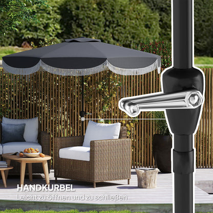 Parasol – Stokparasol – Balkonparasol – Tuinparasol – Zweefparasol – Ø269 cm – UV Bescherming UPF 30+ – Kantelbaar Donkergrijs