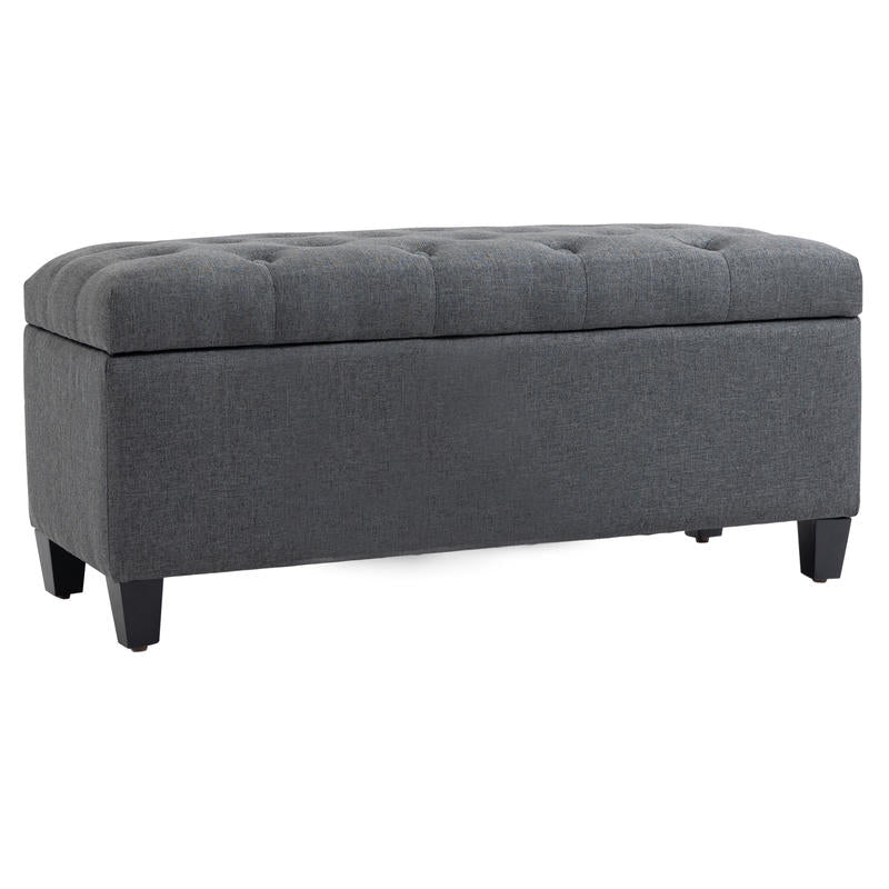 Schoenenbank – Schoenenkast – Schoenopberger – Schoenrek – Bankje – Met Opbergruimte – Gestoffeerde Zitting – Compact 100x40x44 cm – Donkergrijs Design