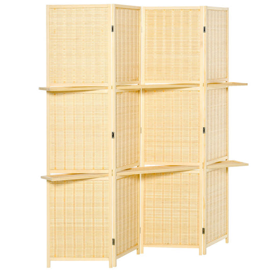 Kamerscherm – Roomdivider – Scheidingswand – Paravent – Kamerscheiding – Bamboe – 2 Planken – Opvouwbaar – Voetbeschermers – Natuurlijk Design