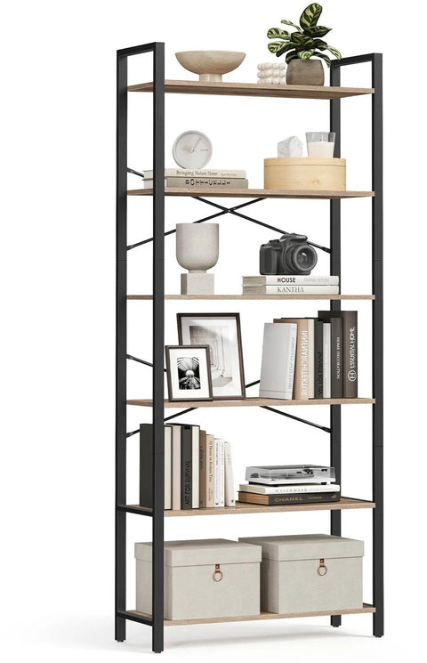 Boekenplank - Boekenkast - Kast - Woonkamer - Opbergkast - Boekenhouder - 30 cm x 80 cm x 186 cm - Khaki
