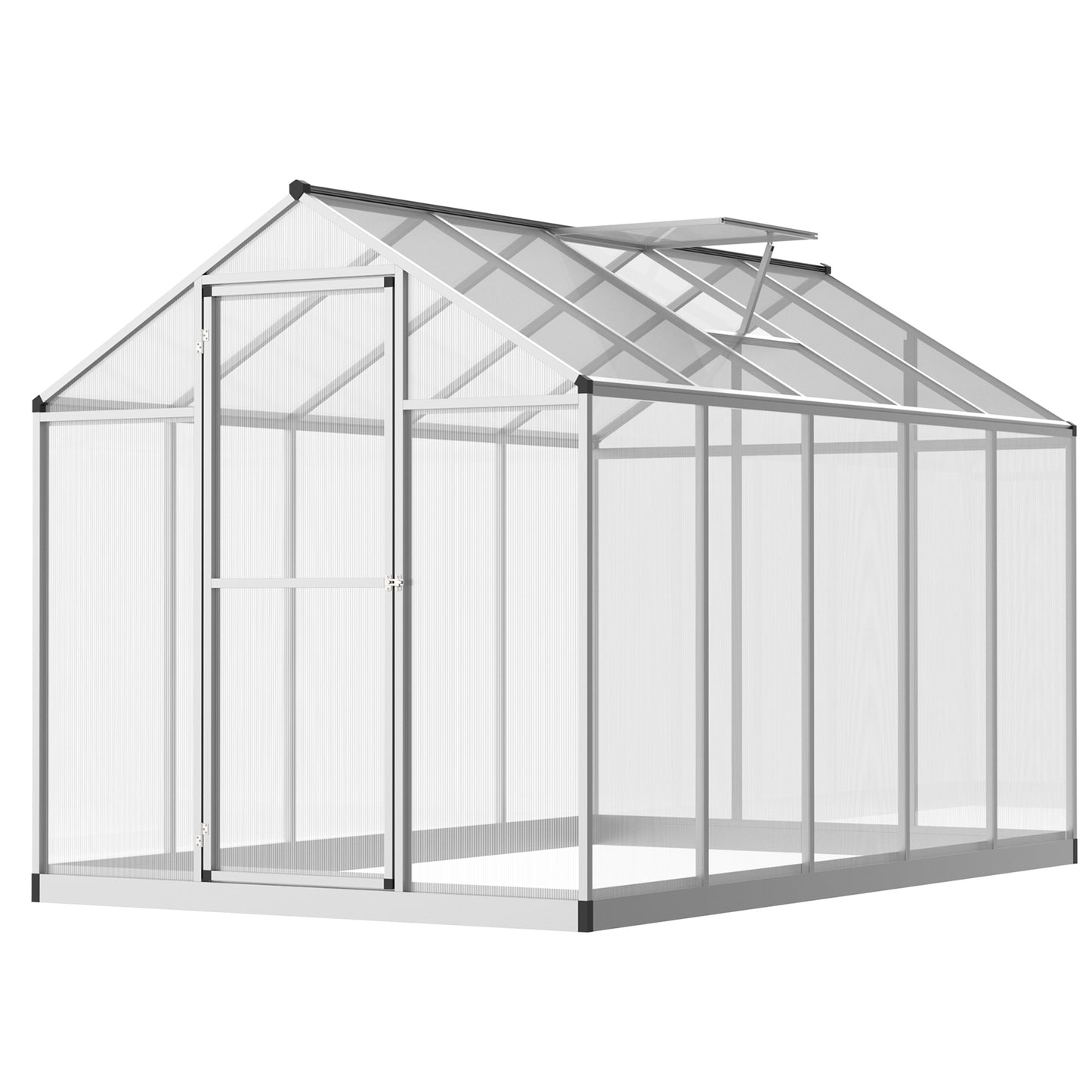 Tuinkas – Kweekkas – Serre – Groentekas – Grijze Aluminium Tuinkas 3x2 Meter – 5,5 m² – Dubbelwandig Polycarbonaat – Verstelbaar Daklicht