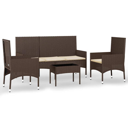 Loungeset – Tuinset – Loungesets – Loungebank – Balkonset – Poly Rattan – Inclusief Zachte Afneembare Kussens