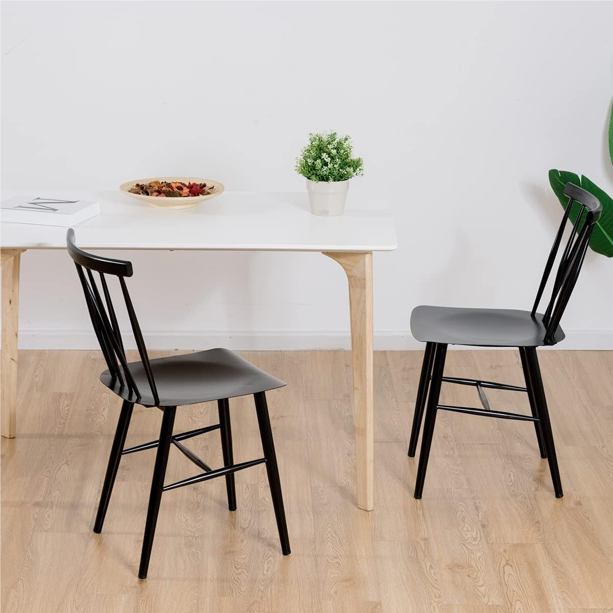 Metalen Eetkamerstoelen – Design Stoelen – Keukenstoelen – Woonkamerstoelen – Industrieel – Set Van 2 – Ergonomische X-Rugleuning – Zwart Gepoedercoat Metalen Frame