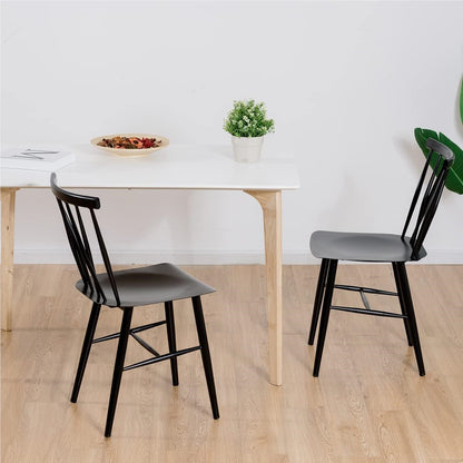 Metalen Eetkamerstoelen – Design Stoelen – Keukenstoelen – Woonkamerstoelen – Industrieel – Set Van 2 – Ergonomische X-Rugleuning – Zwart Gepoedercoat Metalen Frame