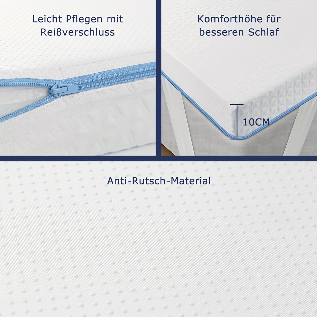 Matras Topper – Topmatras – Topdekmatras – Matrastopper – Topmatras 160x200 cm – 10 cm Dik – Dubbele Hardheid H2 & H3 – Wasbare Afritsbare Hoes