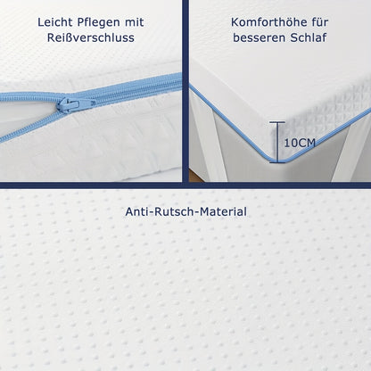 Matras Topper – Topmatras – Topdekmatras – Matrastopper – Topmatras 160x200 cm – 10 cm Dik – Dubbele Hardheid H2 & H3 – Wasbare Afritsbare Hoes