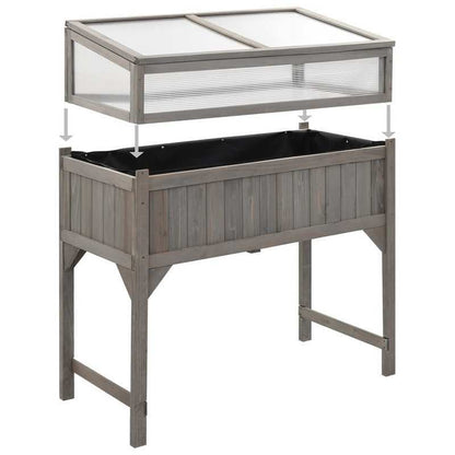 Kweekkas – Tuinkas – Broeikas – Plantenkas – Kweekbak – Verhoogde Plantenbak 110x54x120 cm – Massief Vurenhout – Transparante Kasafdekking Met Opbergplank