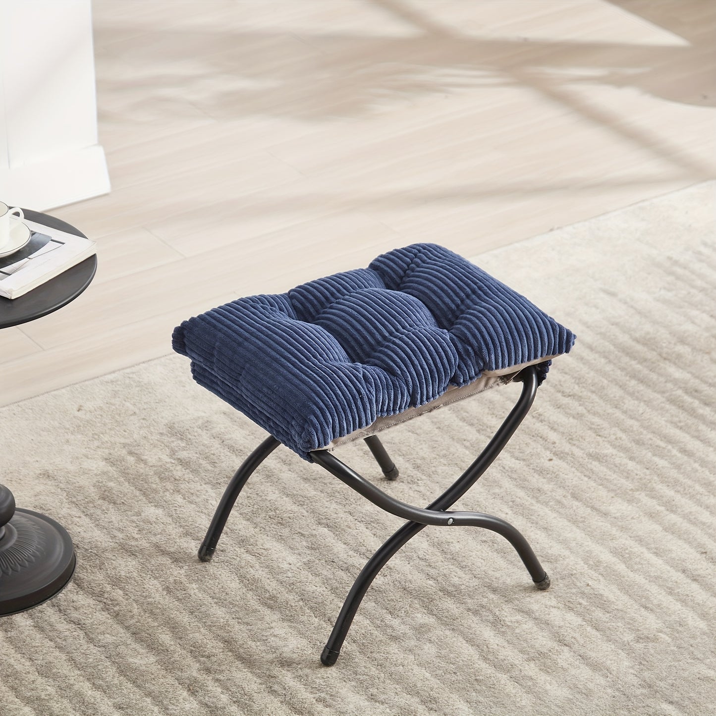 Lounge Chair – Relaxstoel – Fauteuil – Leunstoel – Hoekstoel – Navy Blauw – Met Voetenbank – Stevig Metalen Frame