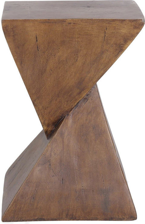 Moderne Beton Bijzettafel met Natuurlijke Houtafwerking – Geometrische Accenttafel voor Binnen en Buiten – Multifunctioneel Nachtkastje