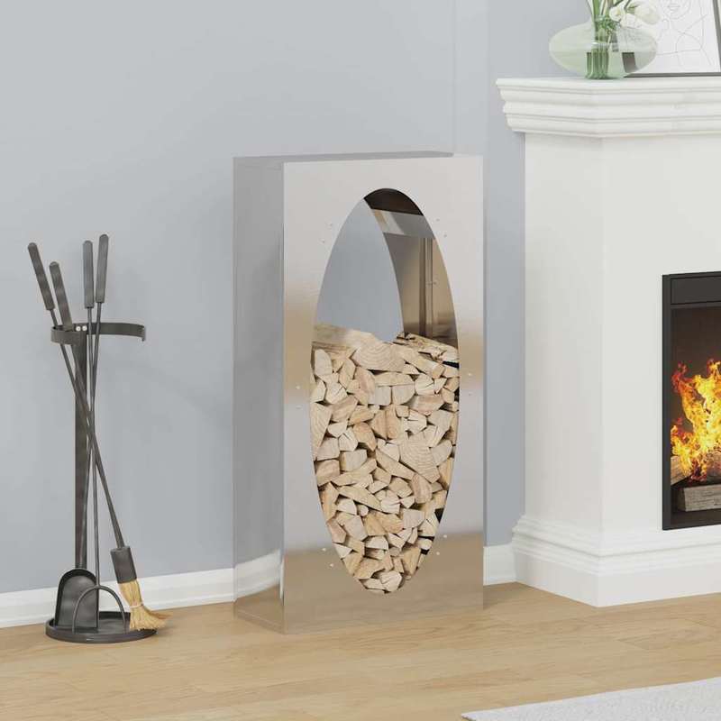 Houtopslag – Brandhoutrek – Haardhoutrek – Houtberging – Houtopslag Rek – Roestvrij Staal – Uitschuifbare Plank – 50x23x100 cm – Weerbestendig & Duurzaam