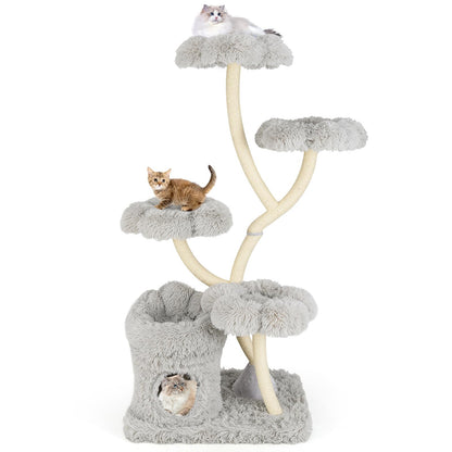 Krabpaal – Kattentoren – Krabmeubel – Kattenboom – Klimpaal – 165 cm Hoog – Stabiel Metalen Frame – Wit Design