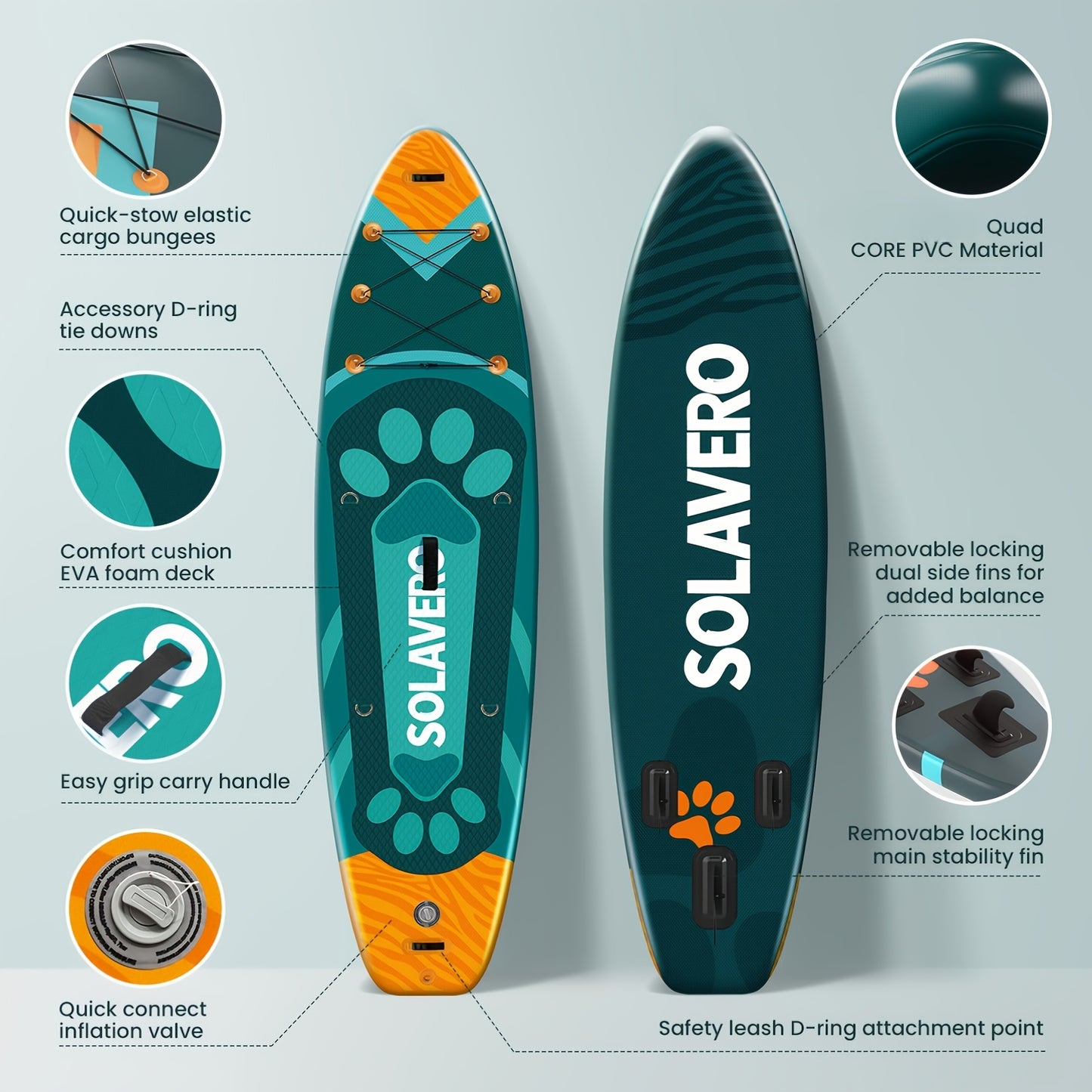 Opblaasbare Paddleboard – Stand Up SUP Board – Inflatable SUP – SUP Surfplank – Watersport Board – Blauw Oranje 335x84x15 cm – Stabiel En Ruim – Inclusief Verstelbare Peddel & Rugzak