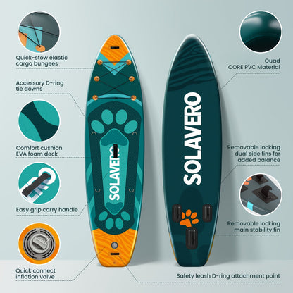 Opblaasbare Paddleboard – Stand Up SUP Board – Inflatable SUP – SUP Surfplank – Watersport Board – Blauw Oranje 335x84x15 cm – Stabiel En Ruim – Inclusief Verstelbare Peddel & Rugzak