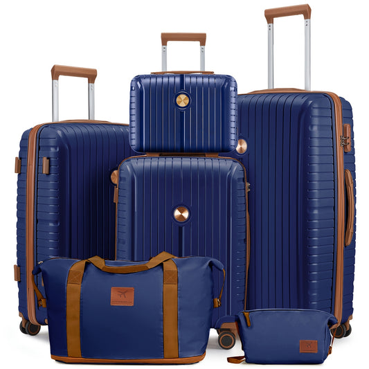 Kofferset – Reiskoffer – Trolley – Handbagage – Ruimbagage – ABS Hardcase – TSA Cijferslot – 20/24/28 Inch – Lichtgewicht – 360° Spinnerwielen – Telescopisch Handvat – Handwasbare Draagtassen – Marineblauw