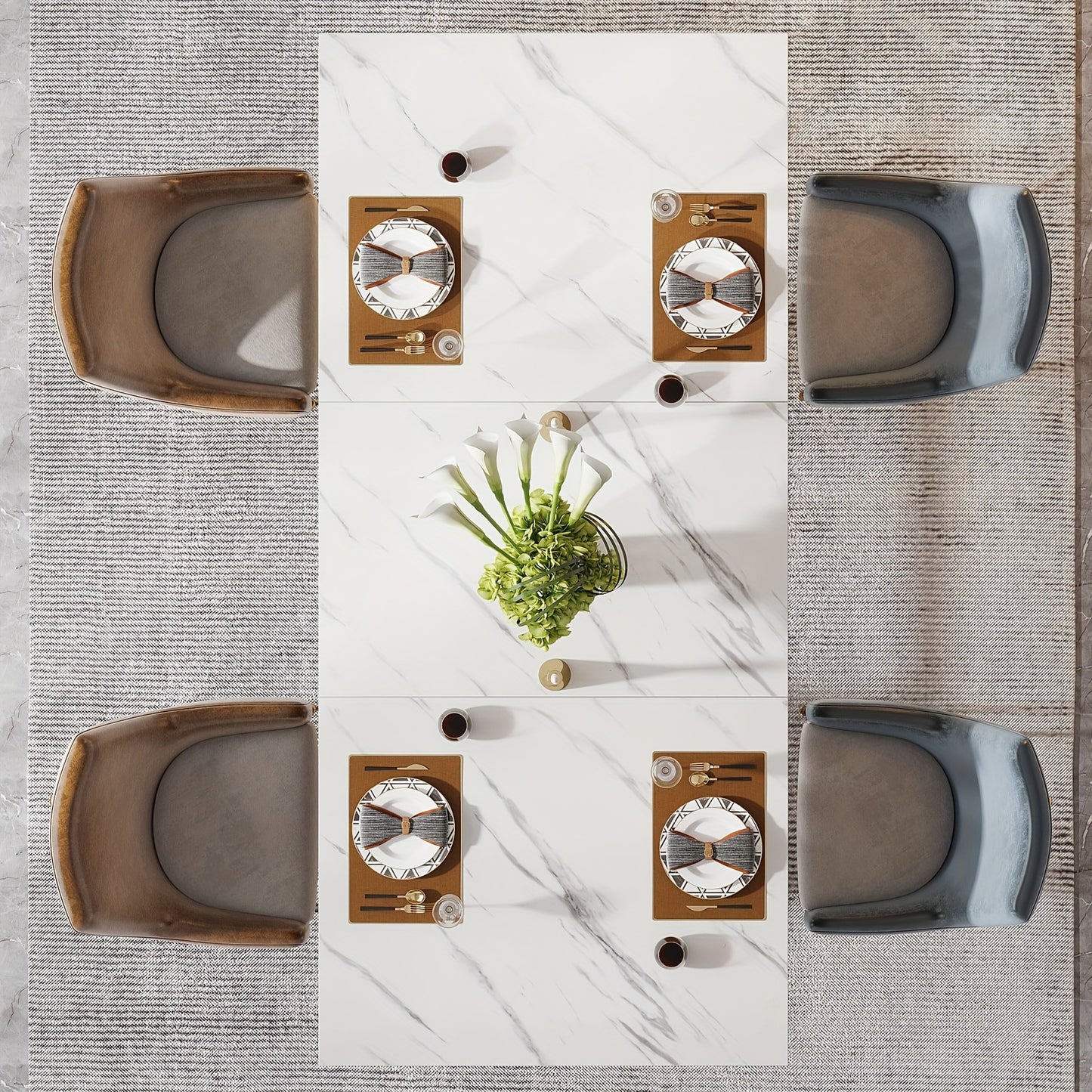 Eettafel – Keukentafel – Dinertafel – Tafelblad – Dinerbank – Modern Design – 160x80 cm – Grijs MDF Blad Met Gouden Metalen Poten
