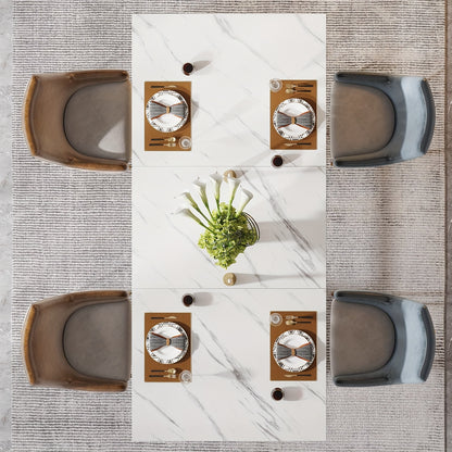 Eettafel – Keukentafel – Dinertafel – Tafelblad – Dinerbank – Modern Design – 160x80 cm – Grijs MDF Blad Met Gouden Metalen Poten