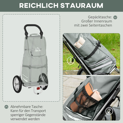 Fietskar – Fietsaanhanger – Winkelwagen – Aanhangwagen – Bolderwagen – Aluminium Frame – Waterafstotende Oxford Tas – Opvouwbaar – Max 24,3 kg – 53x43x110 cm – Grijs/Zilver
