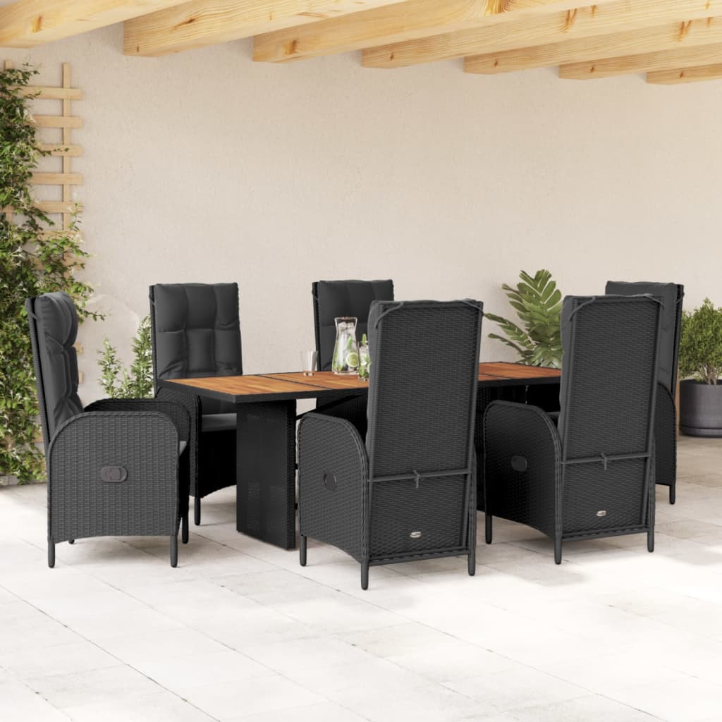 Tuinset – Tuinmeubelset – Loungeset – Terrasmeubels – Balkonset – Verstelbare Rugleuning – Weerbestendig PE-Rattan – Zwarte Kussens