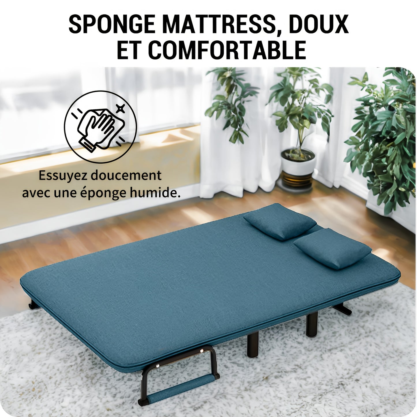 Slaapstoel – Slaapbank – Slaapfauteuil – Zitbed – Logeerbed – Inklapbaar – Memory Foam Comfort – Metaal Met Acrylstof – Compact 60x68x85 cm