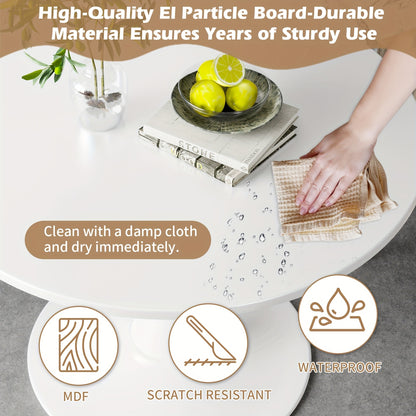Ronde Eettafel – Keukentafel – Salontafel – Bijzettafel – Tafel Voor 2-4 Personen – Wit Marmeren Blad – Stabiele Metalen Onderstel