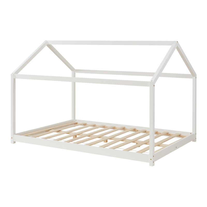 Huisbed Kinderbed – Bedhuisje – Speelbed – Juniorbed – Houten Bed – 140x200 cm – Massief Grenenhout – Mat Wit Design