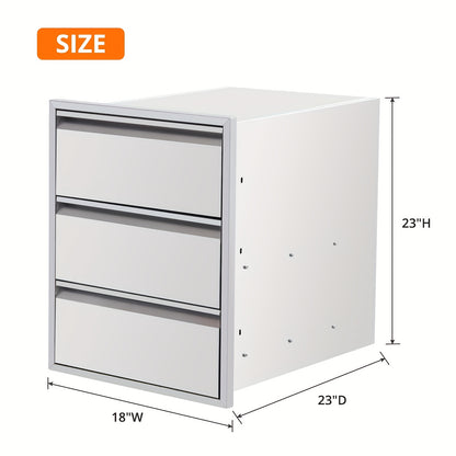 Buitenkeukenlade – BBQ Lade – Opberglade – RVS Lade – Buitenlade – Roestvrij Staal – Geïntegreerde Papieren Houder – 45,7 x 58,4 x 58,4 cm – Weerbestendig & Soepel Uitschuifsysteem