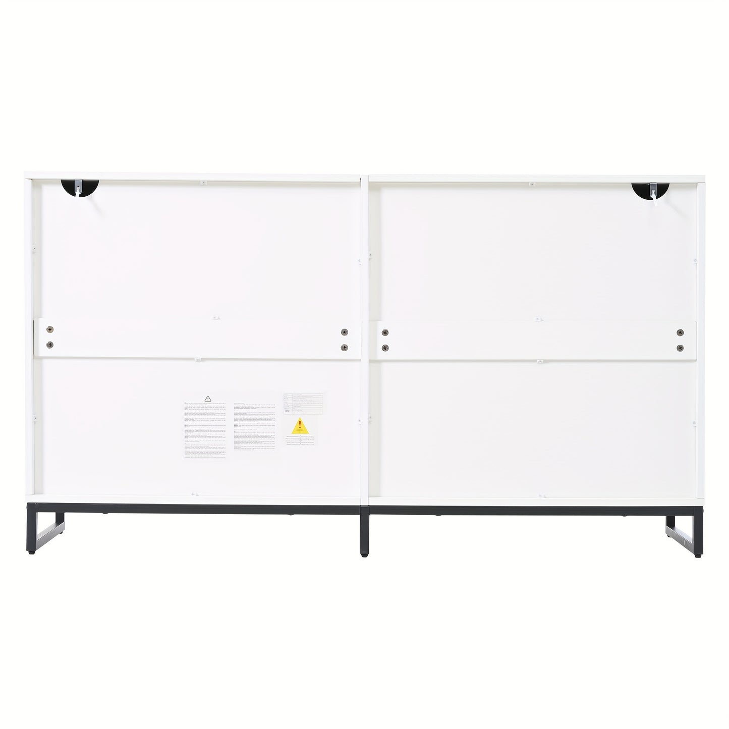 Modern White & Black Metal Living Room Sideboard Cabinet with 6-Drawer Storage - Heavy-Duty Glossy Chest of Drawers with 3 Sturdy Metal Legs, Spacious Contemporary Furniture for Home Organization, 140x39.5x78.5cm, Ideal for A