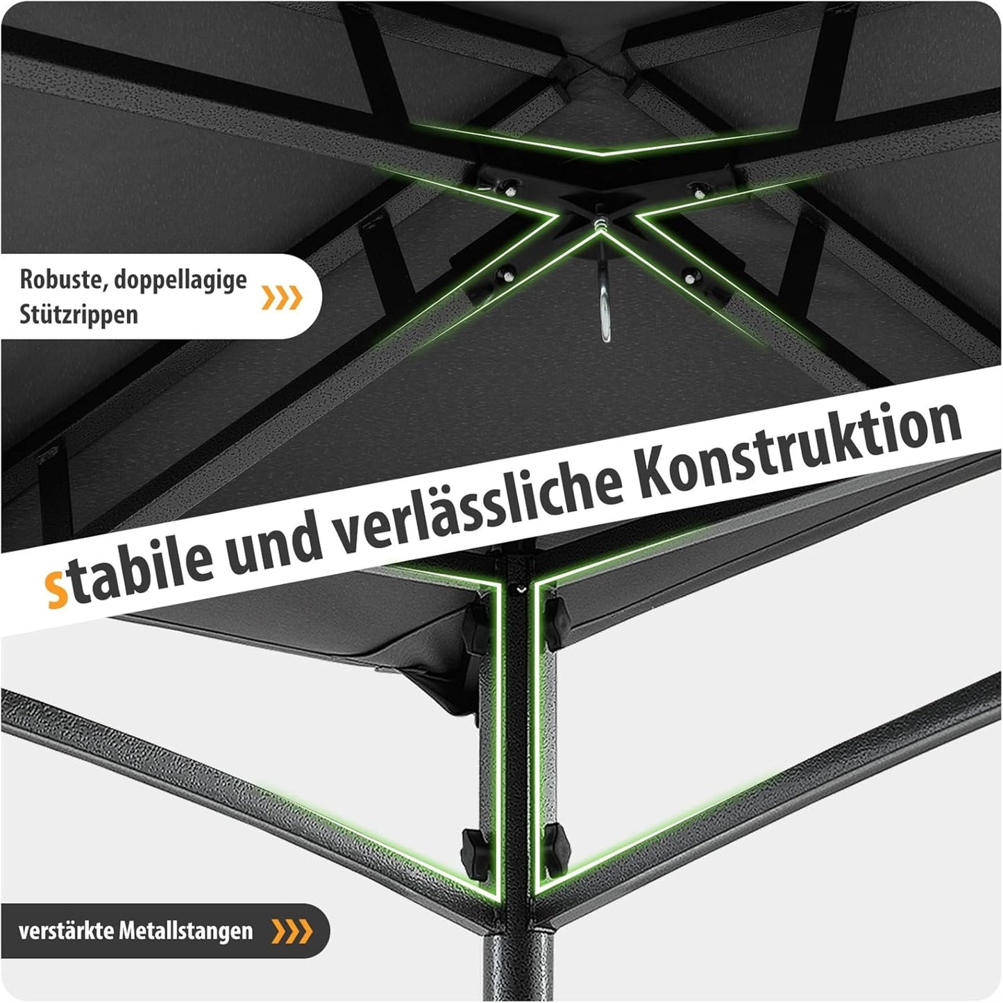 Grillpaviljoen – Barbecueoverkapping – Tuinpaviljoen – BBQ Shelter – Terrasoverkapping – Dubbel Polyester Dak – Met Zijplanken en Haken – Weerbestendig – 242 x 150 cm – Grijs