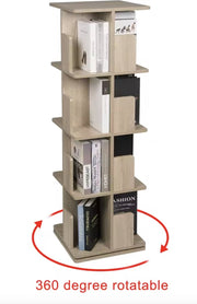Bookcase - Revolving bookcase - 360 degree rotatable - Rotating bookcase - Book tower - Wood - Brown