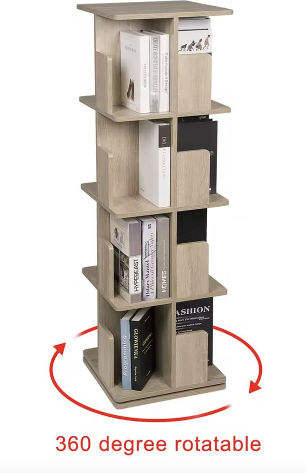 Bookcase - Revolving bookcase - 360 degree rotatable - Rotating bookcase - Book tower - Wood - Brown