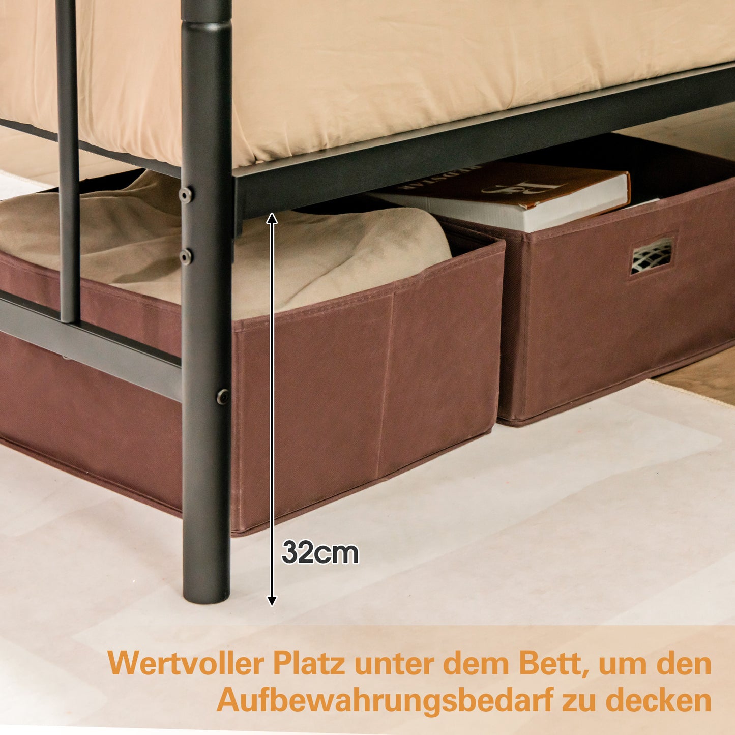 Metal Bed Frame for 200X160Cm Mattress, Double Bed Frame, Bed Frame with Slats, Metal Guest Bed Platform Bed, Without Mattress