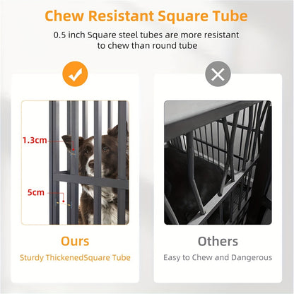 Hondenbench – Hondenkooi – Kennel – Draadkooi – Hondenhok – Stevig Metalen Frame – Vergrendelbare Deuren – Ventilatiepanelen – Uitneembare Lade – Zware Wielen – Extra Groot XL - QUORE