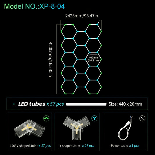 Hexagon LED Light – Honeycomb LED Lamp – Garage Verlichting – Plafondlamp LED – LED Tube Lamp – 575mm Breed – Veilig Ontwerp Met Diepe Connectoren