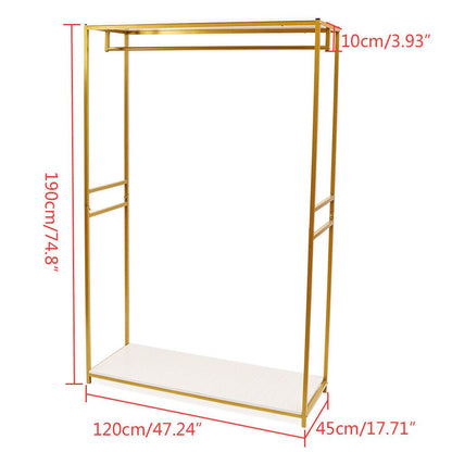 Gouden Kledingrek – Kledingstandaard – Kledinghanger – Garderoberek – Vrijstaand Rek – Metalen Frame – 190,5 cm Hoog – Planken Tot 22,68 kg Draagvermogen