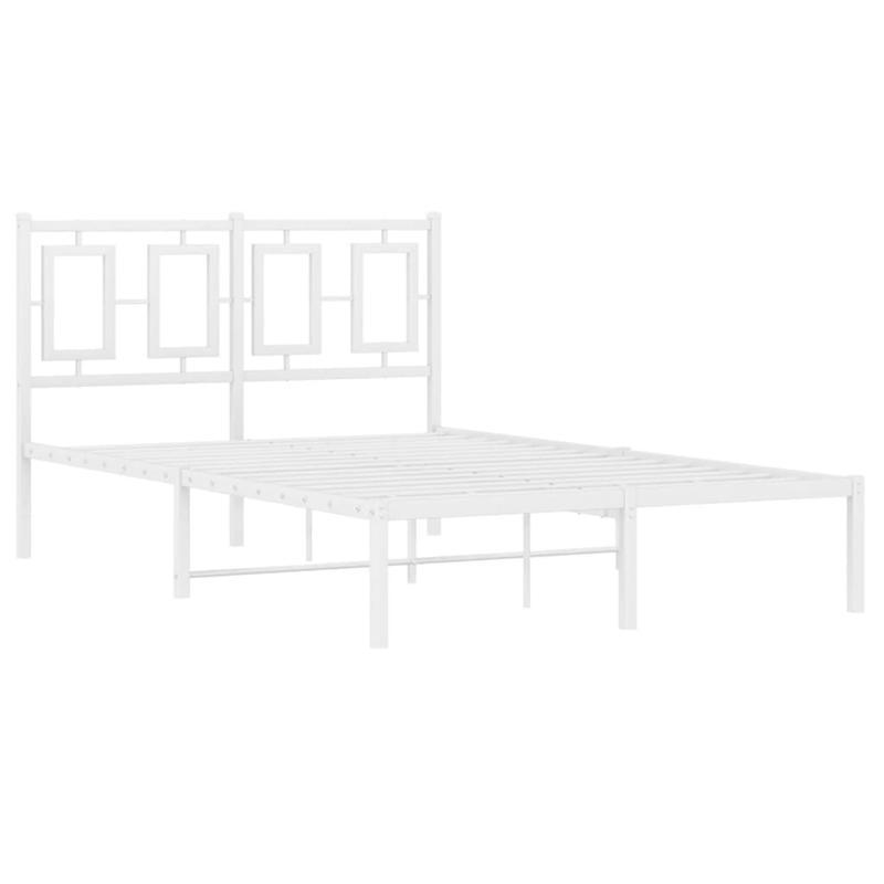 Modern White Metal Bed Frame with Headboard, 120x200cm - Powder-Coated Steel for Strength & Stability, Minimalist Design for Contemporary Bedrooms