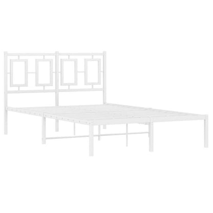 Modern White Metal Bed Frame with Headboard, 120x200cm - Powder-Coated Steel for Strength & Stability, Minimalist Design for Contemporary Bedrooms
