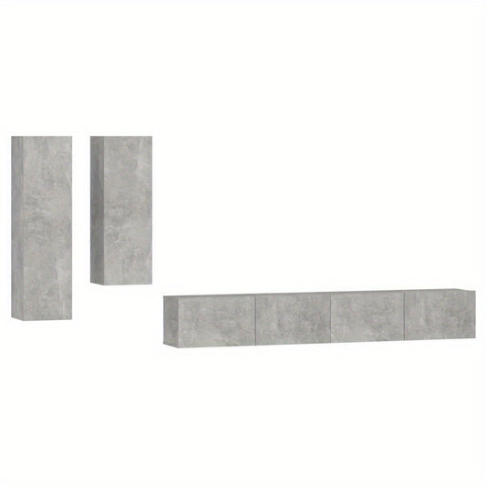 tv meubelset – tv-meubel – wandkast – woonkamermeubel – dressoir – behandeld hout – betongrijs